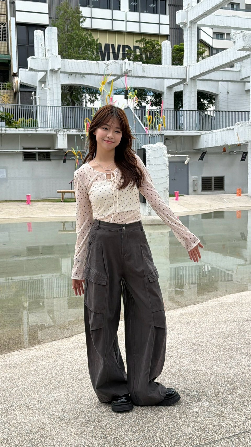 Polka dot ruched top