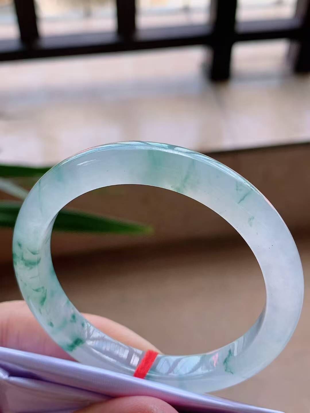 910232 51.8mm老種冰飄花翡翠正圈手鐲 (50-52)