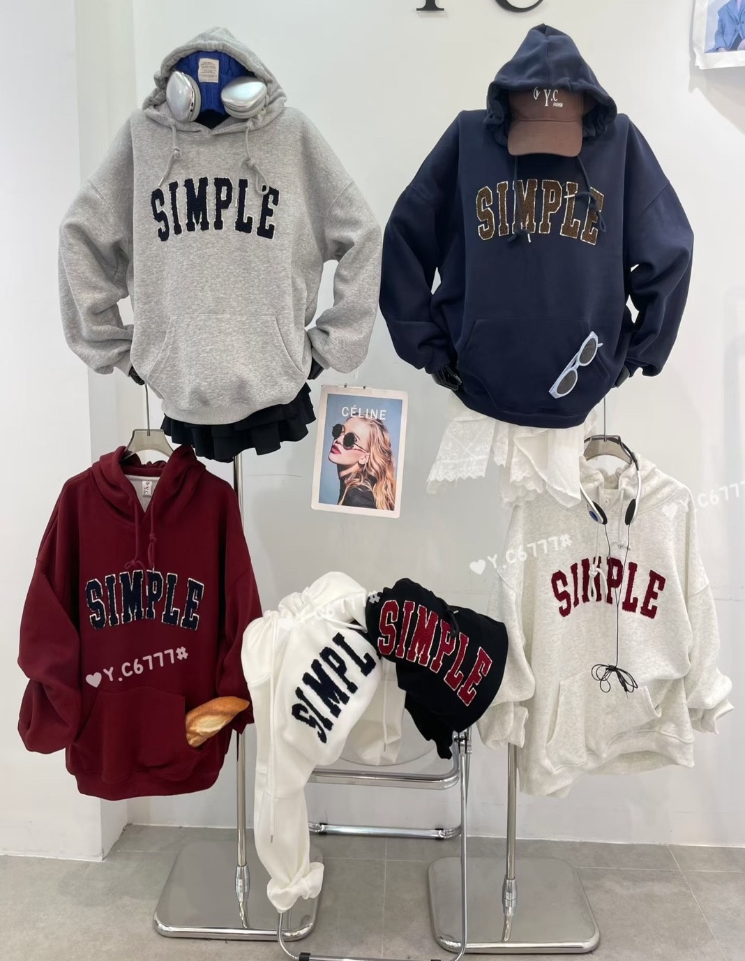 字母SIMPLE連帽棉質衣