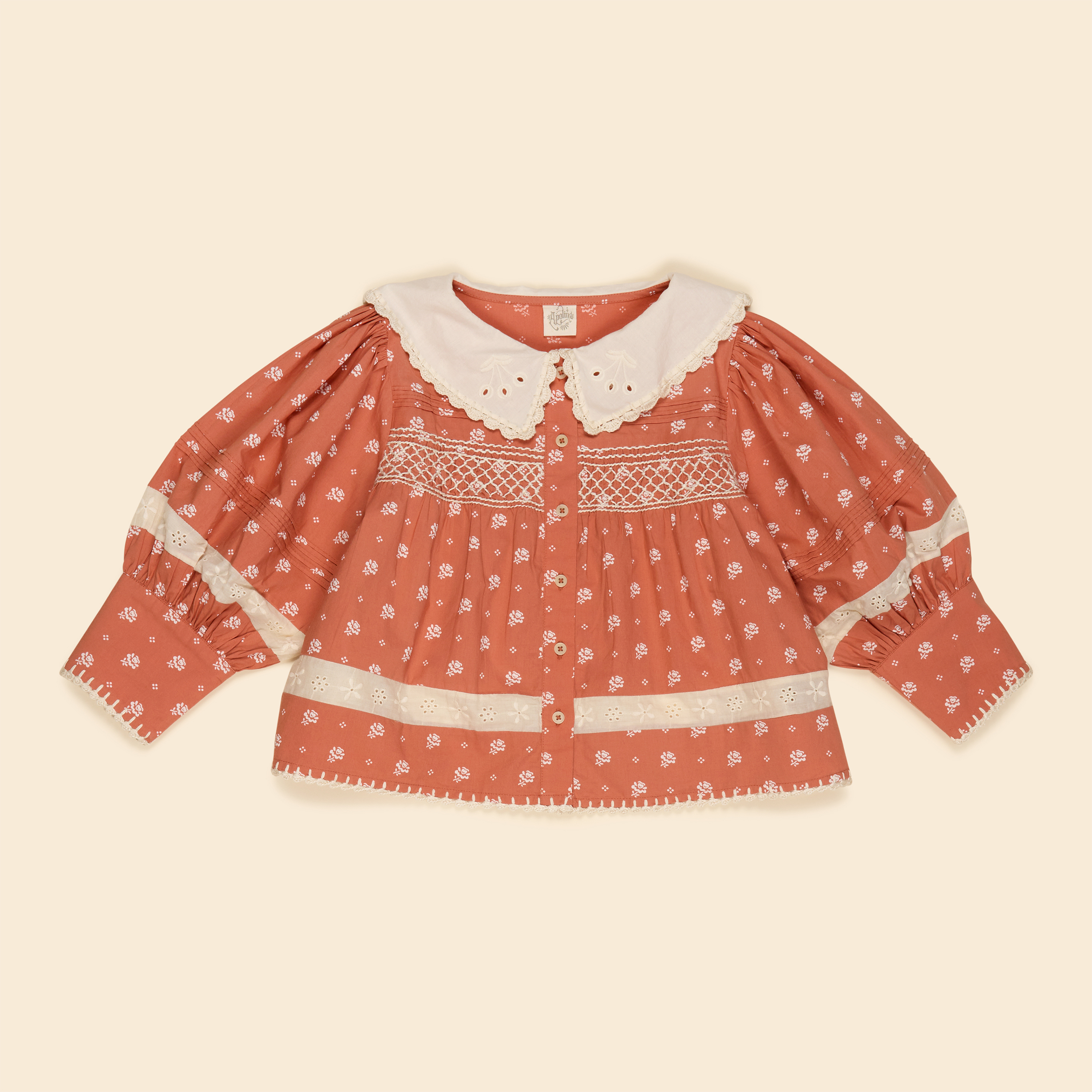 Apolina 花朵印花鏤空領褶皺排釦襯衫 LORA BLOUSE - MOUNTAIN CALICO JAM