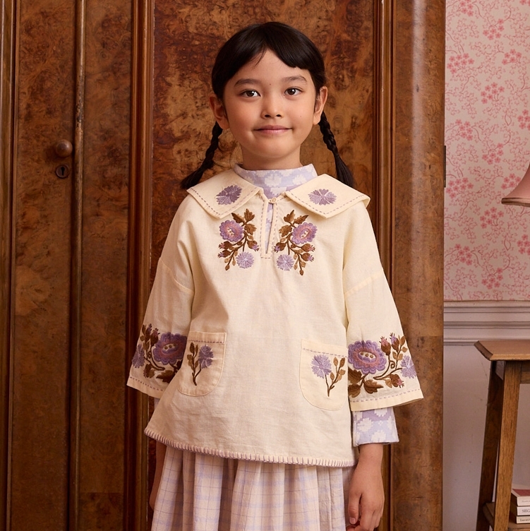Apolina 簡約雕花雙口袋單扣襯衫 THALIA BLOUSE - CREAM