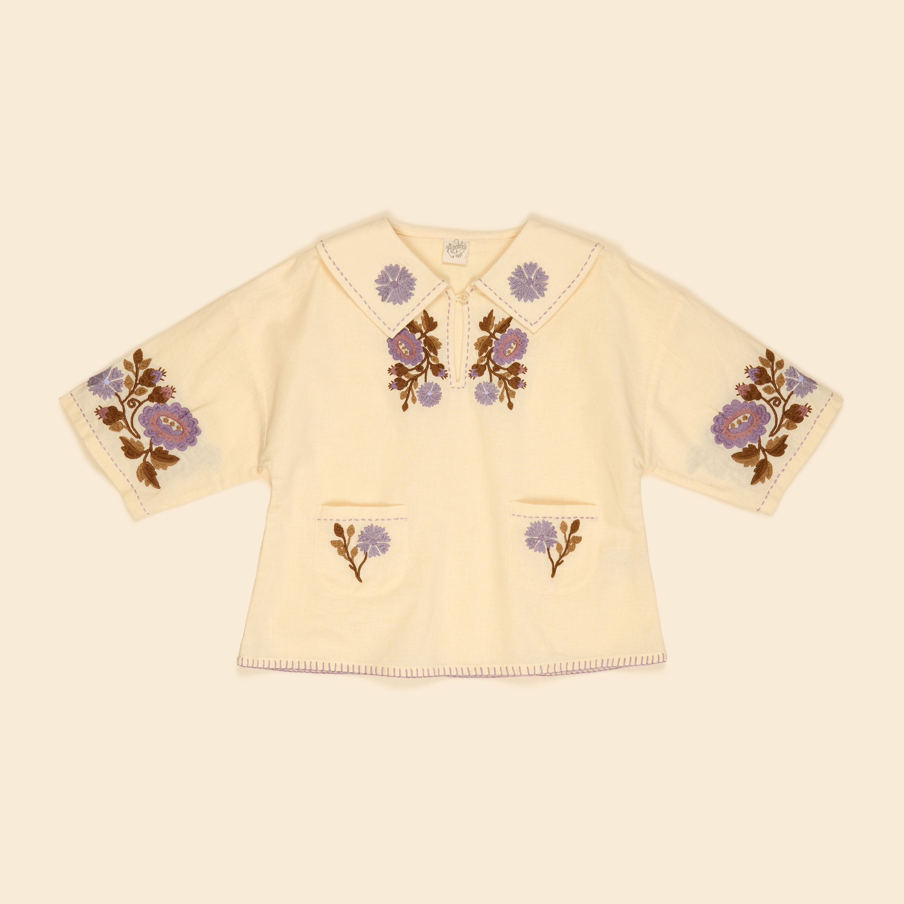 Apolina 簡約雕花雙口袋單扣襯衫 THALIA BLOUSE - CREAM