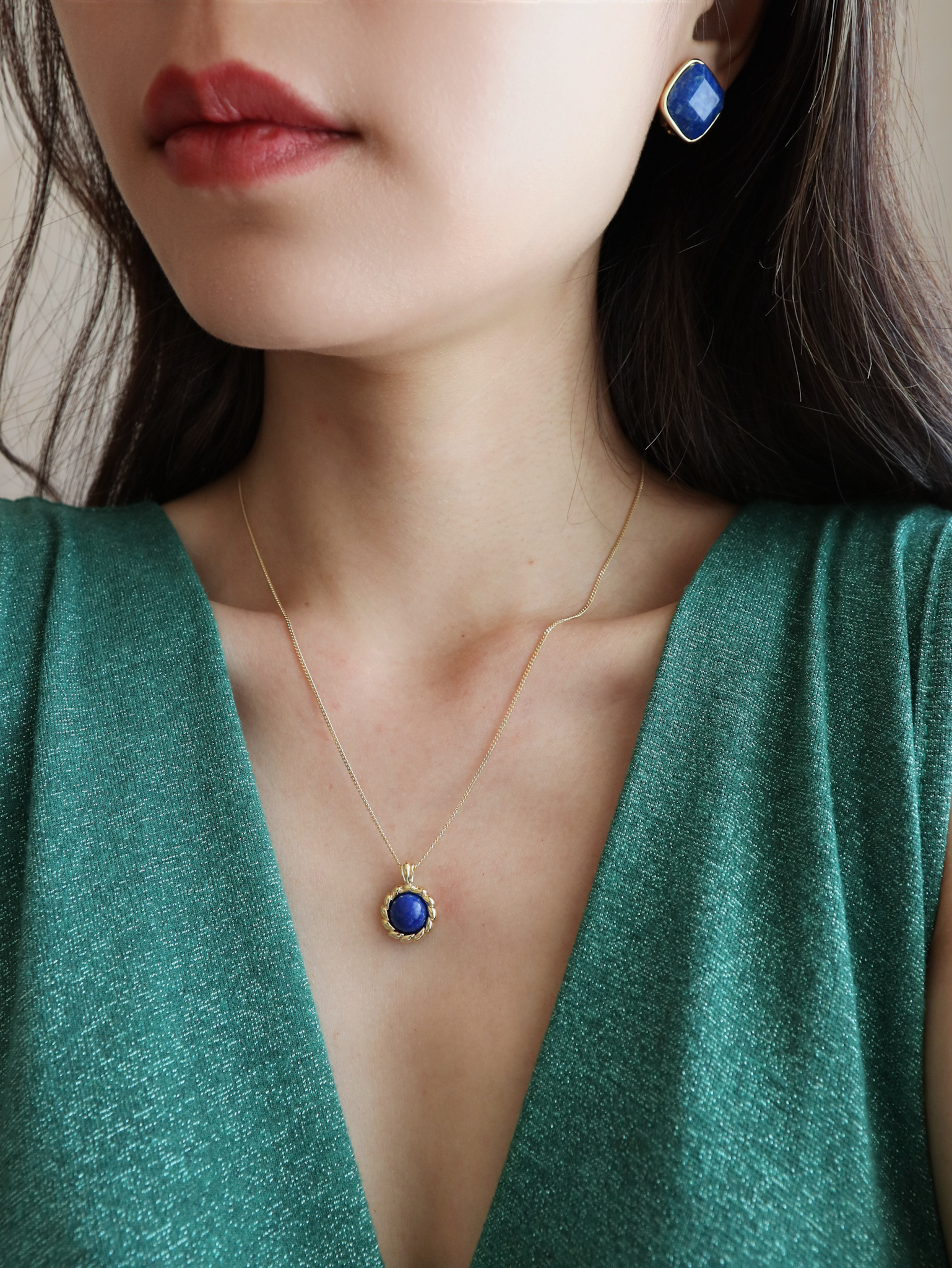 青金石Lazuli 復刻花邊寶石項鍊 *附盒