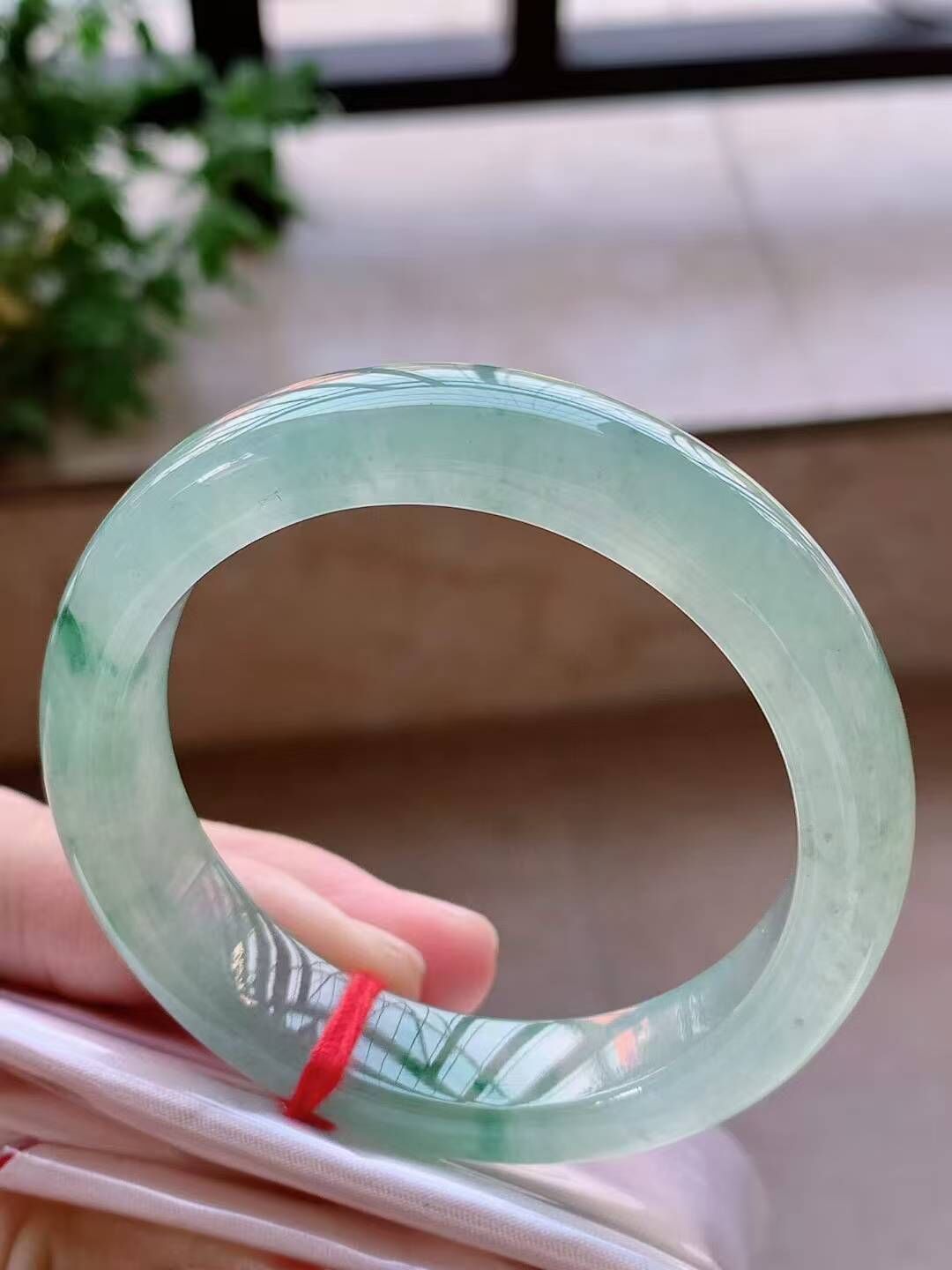 910235 51.4mm老種冰飄花翡翠正圈手鐲 (50-52)