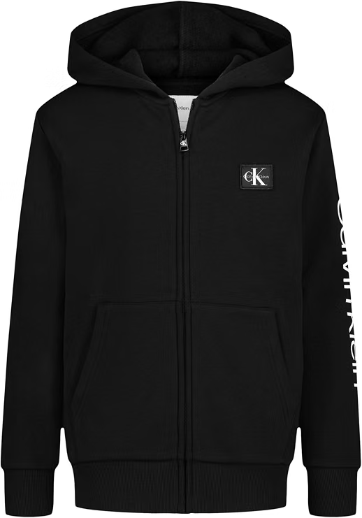 【預購】CALVIN KLEIN JEANS N092315 大童拉鏈連帽外套 (黑色)