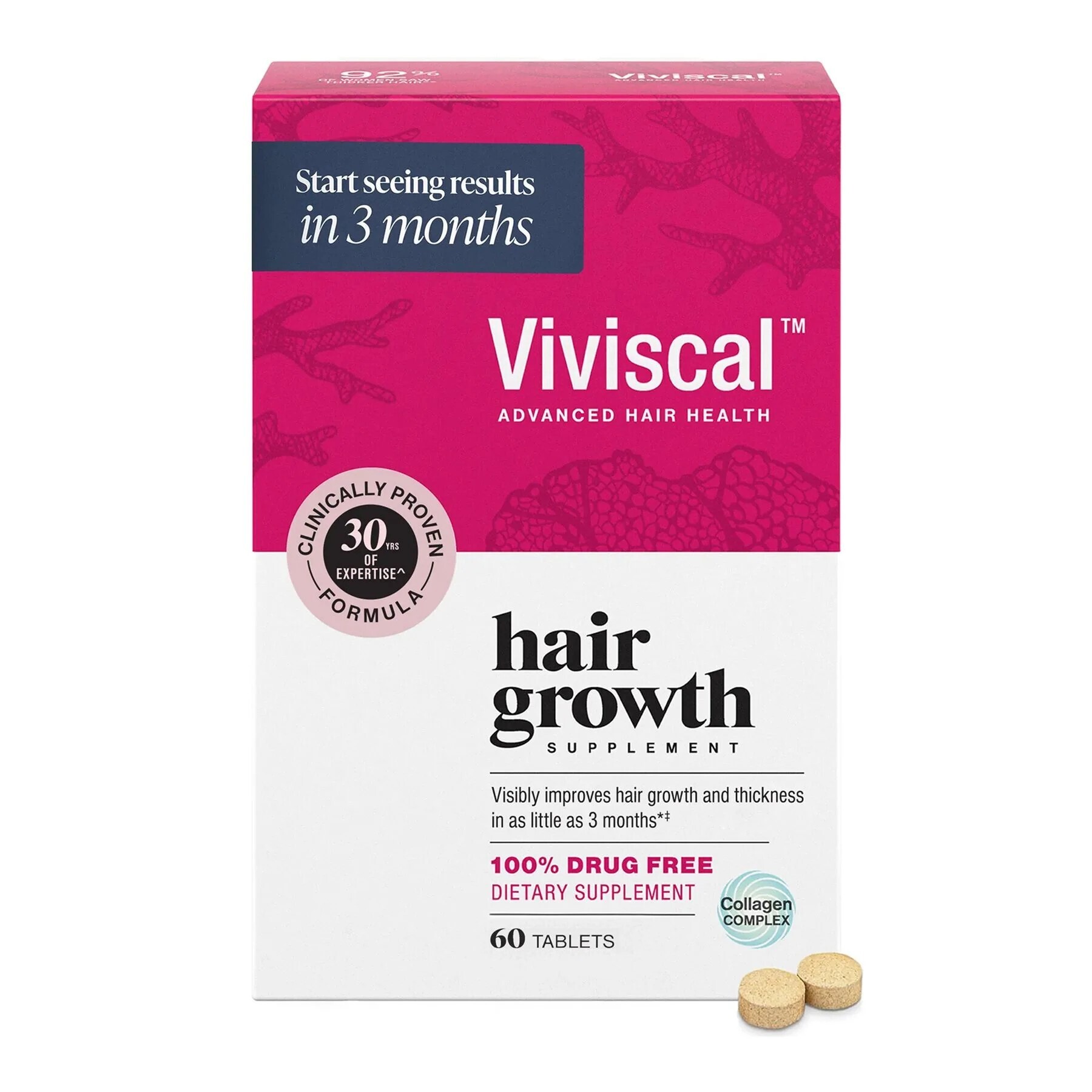 愛爾蘭 Viviscal【正品】Women Hair Growth Supplements 女用頭髮營養補充錠 60粒｜AminoMar 海洋複合營養｜Biotin 生物素｜細弱稀疏髮營養補充