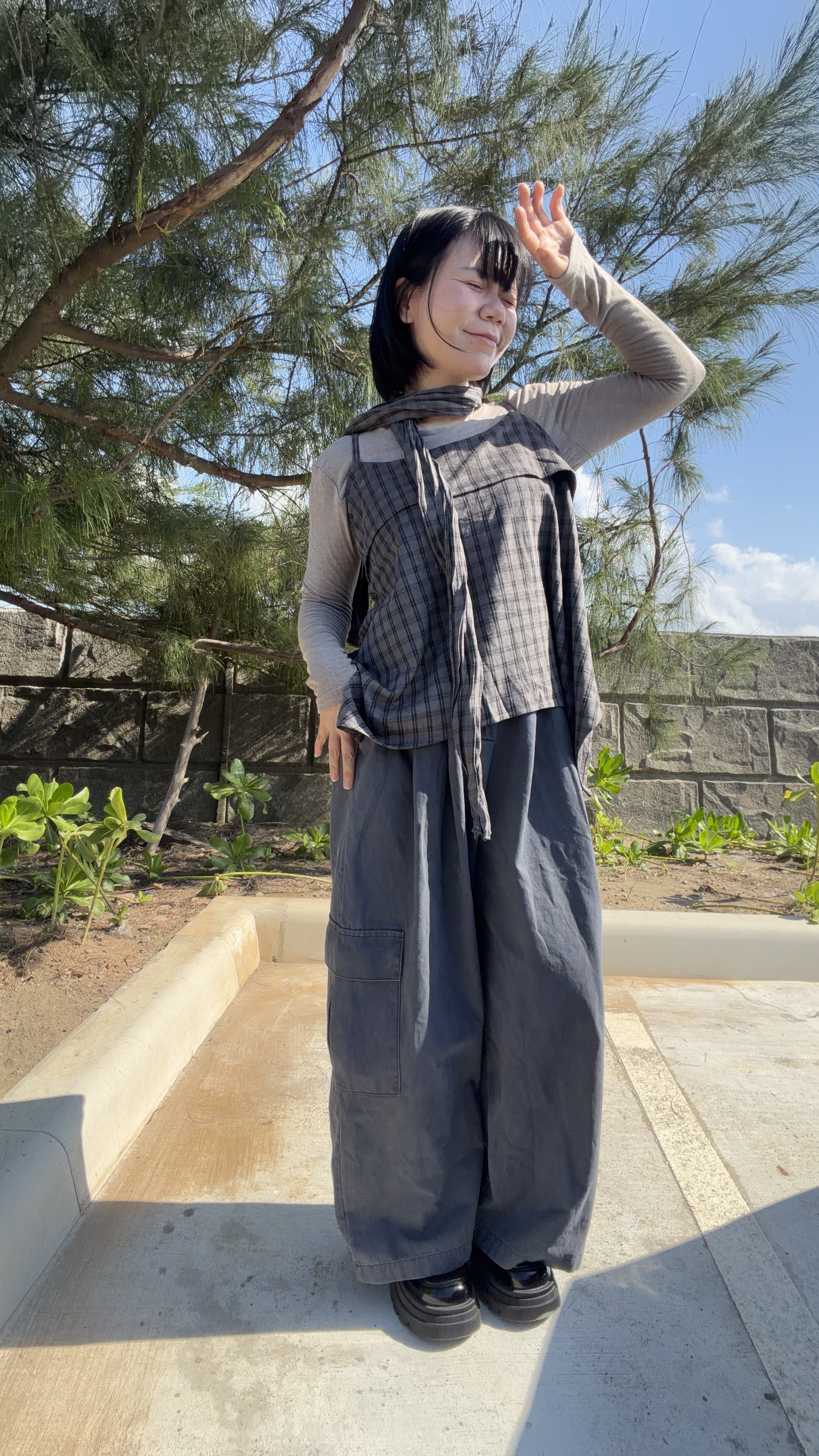 鬆緊硬挺小個子工裝褲