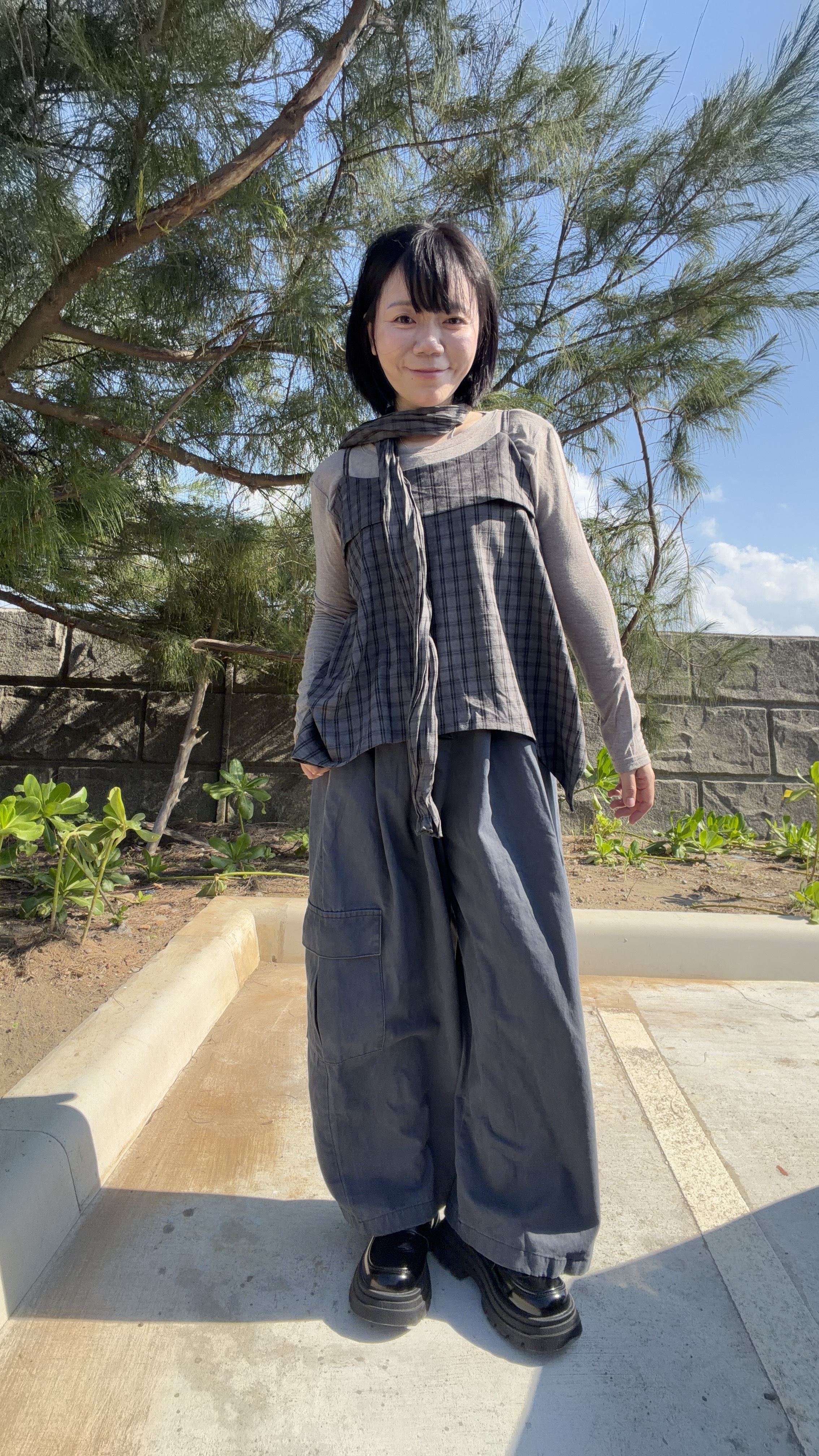 鬆緊硬挺小個子工裝褲