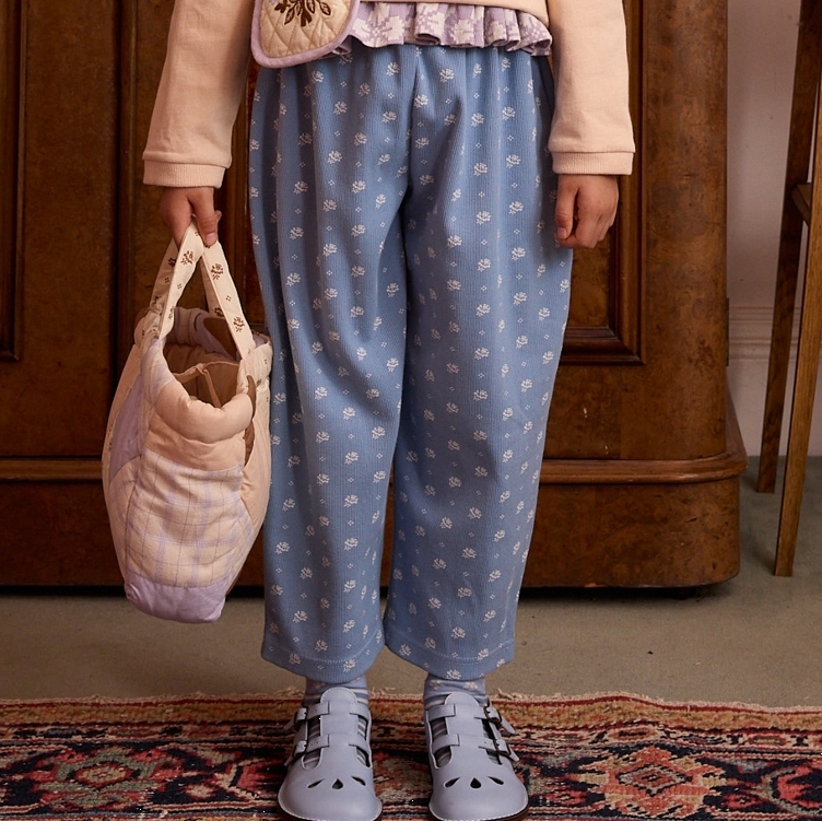 Apolina 花朵印花羅紋彎刀褲 CARA CURVE JERSEY TROUSER - MOUNTAIN CALICO BLUE