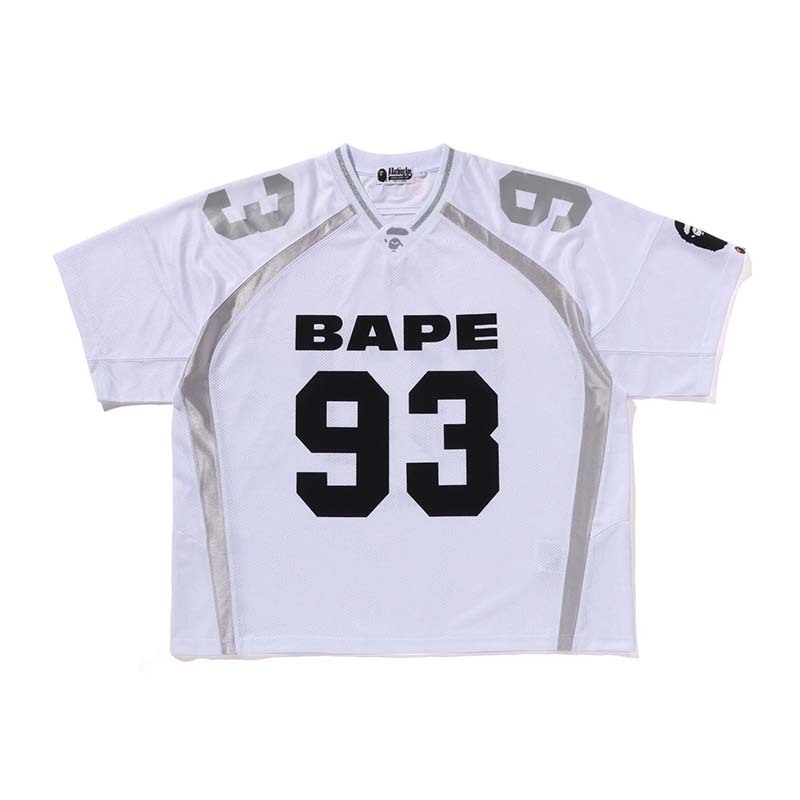 BAPE Line Camo Jacquard Relaxed Fit Football Jersey 足球衣 短袖 白色 1L80109312-WE [台灣現貨]