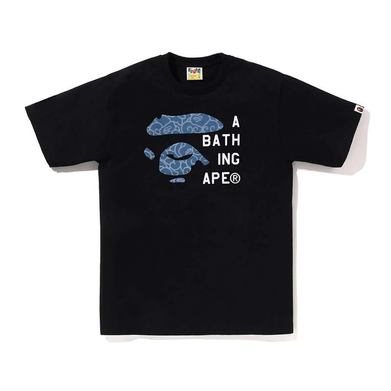 BAPE Japanese Cloud Camo Face Tag Tee 猿人 短袖 黑色 1L80110046-BK [台灣現貨]
