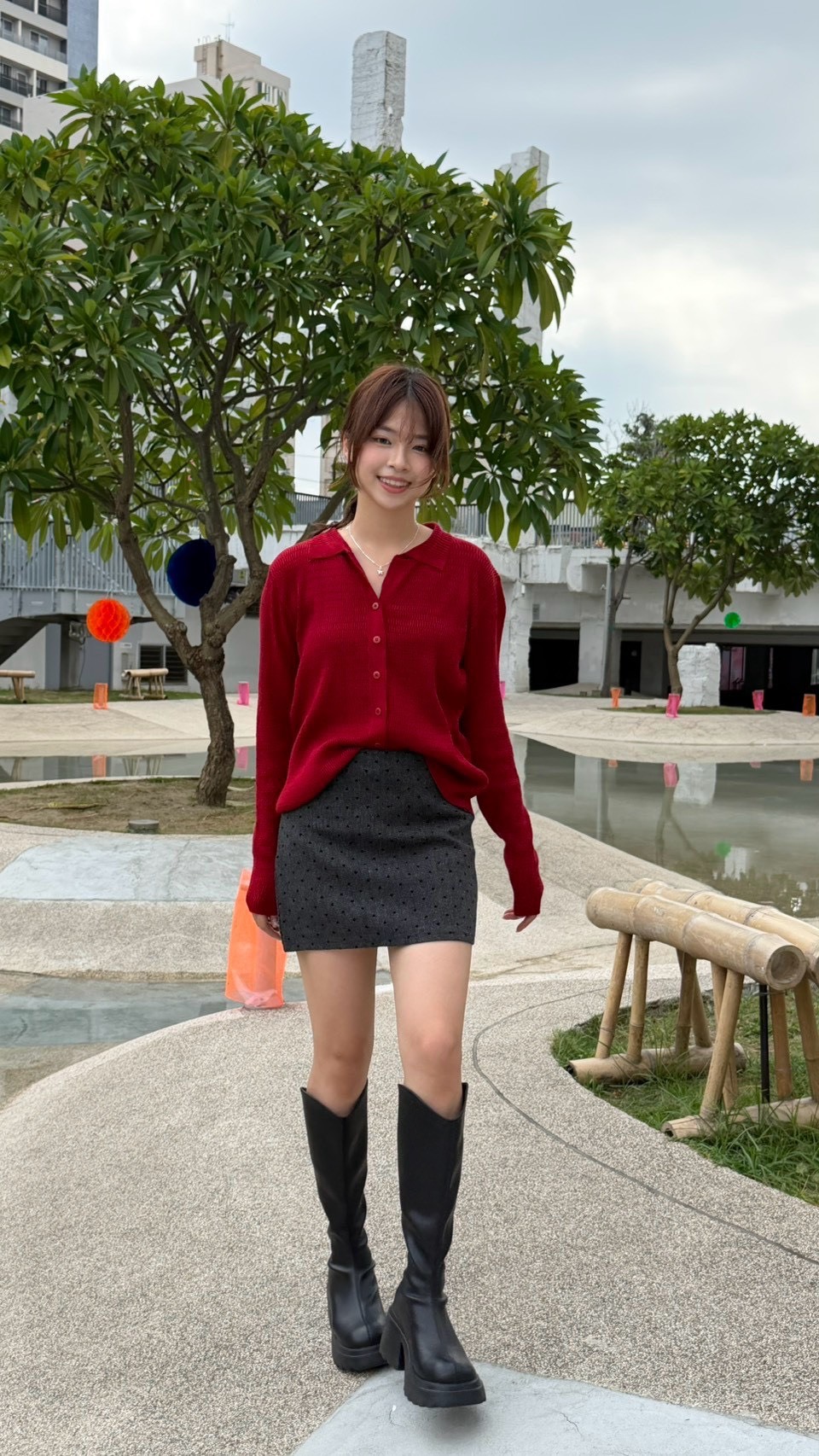 毛呢愛心半身裙(有安全褲