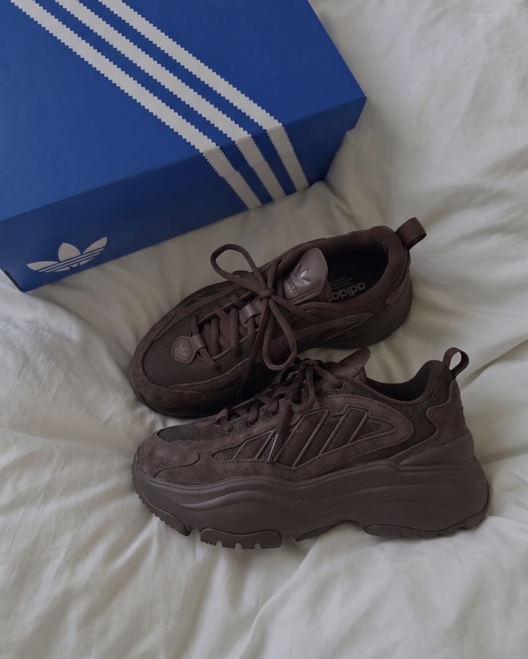 日本 ZOZOTOWN x Adidas Originals 聯名款 麂皮 厚底 老爹鞋 深棕色