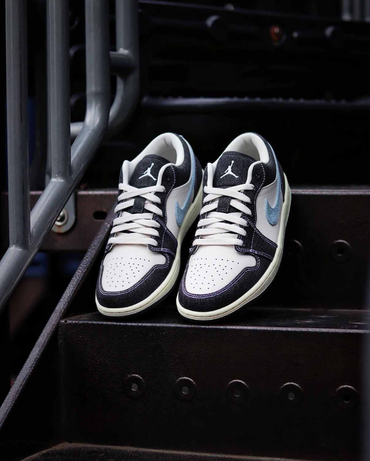 男鞋 NIKE AIR JORDAN 1 LOW SE 丹寧白藍黑 牛仔 皮革 縫線 復古 緩震 低筒 AJ1 休閒鞋【JA4395-041】AJ1OG