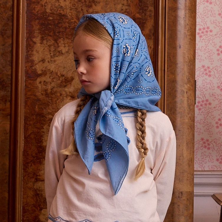 Apolina 幾何花卉兩用絲巾 SIGNATURE VOILE SCARF - BOOK BLUE