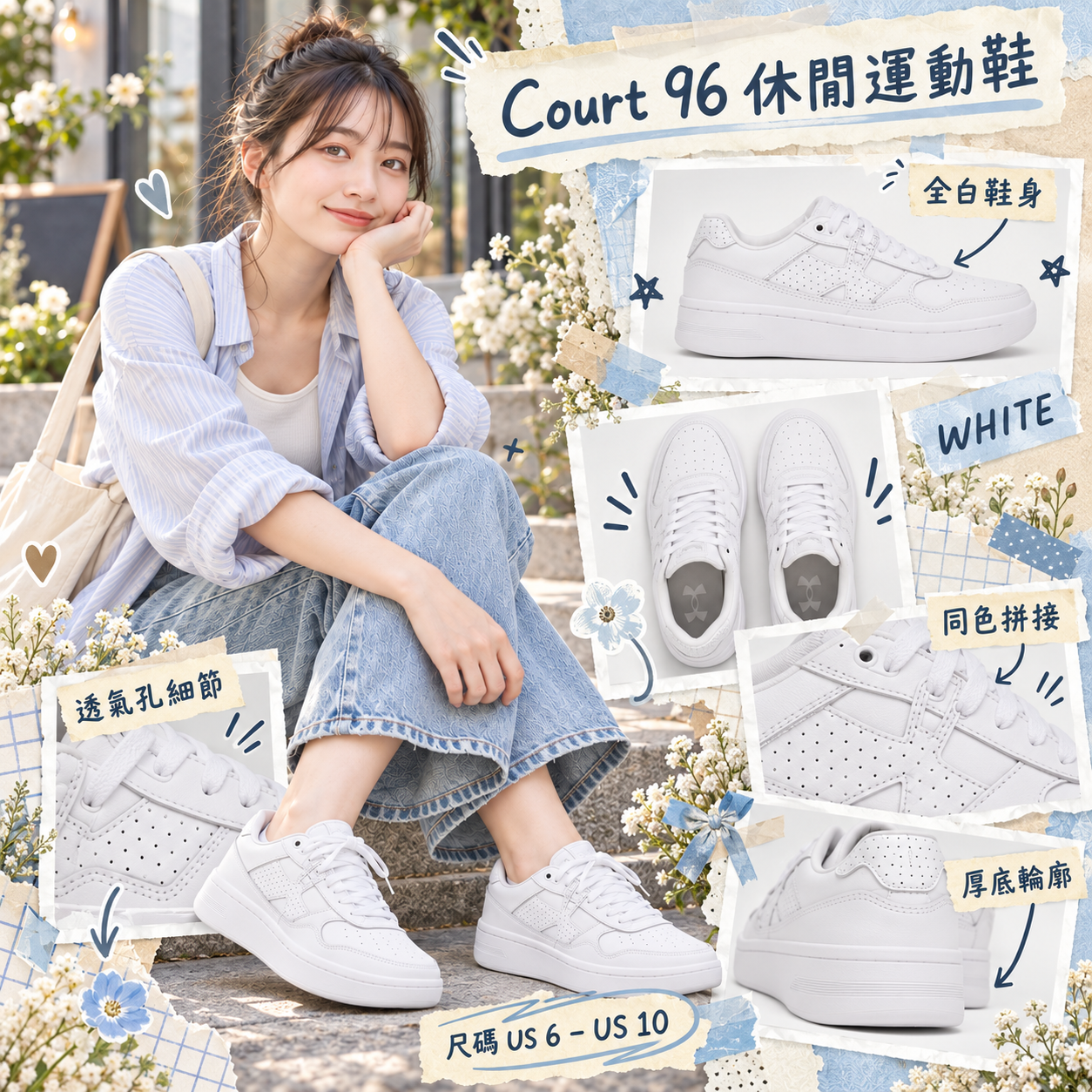 【預購】UNDER ARMOUR N092323 Court 96 休閒運動鞋 (白色)