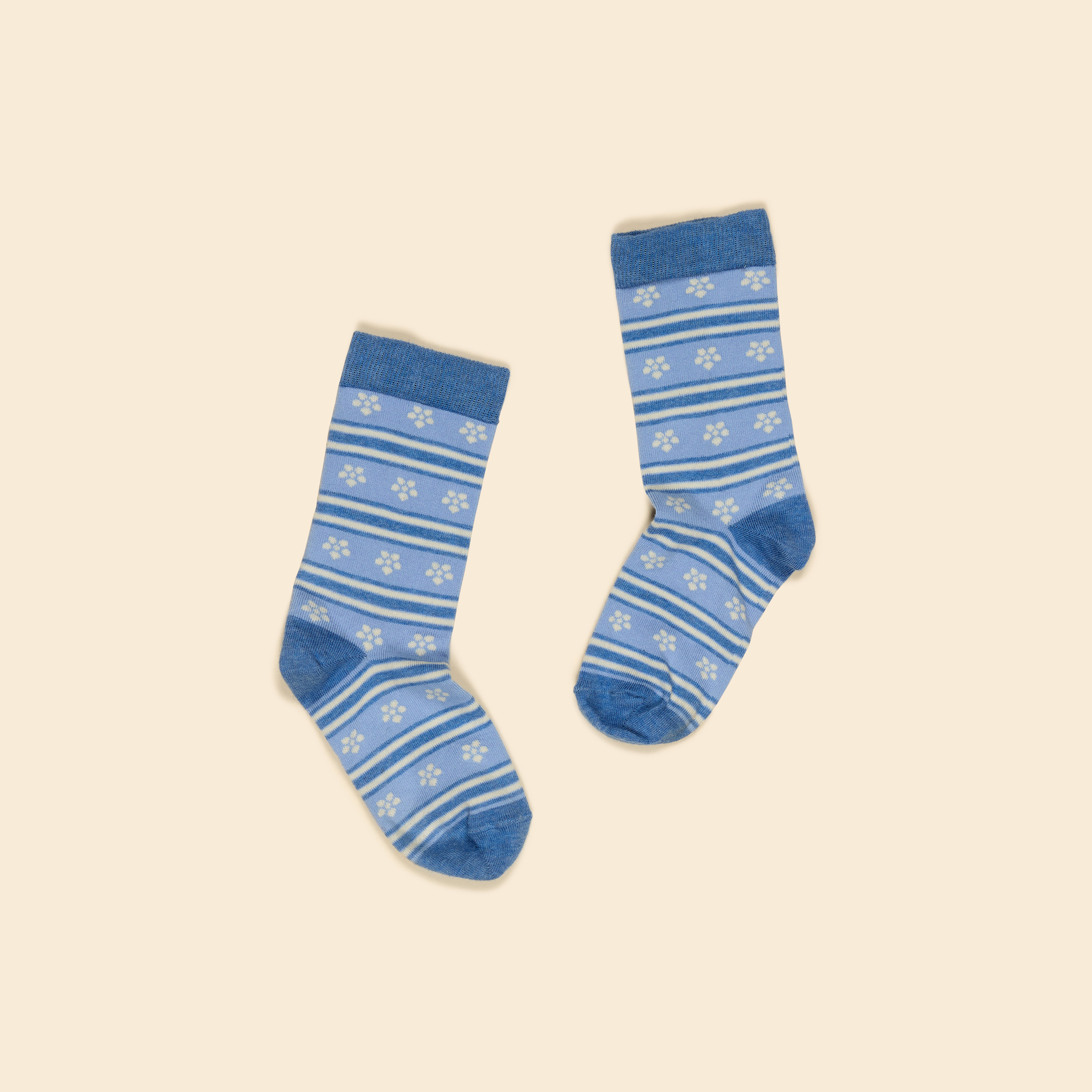 Apolina 清新條紋小花襪 ALPINE FLORAL ANKLE SOCK - BOOK BLUE/MILK