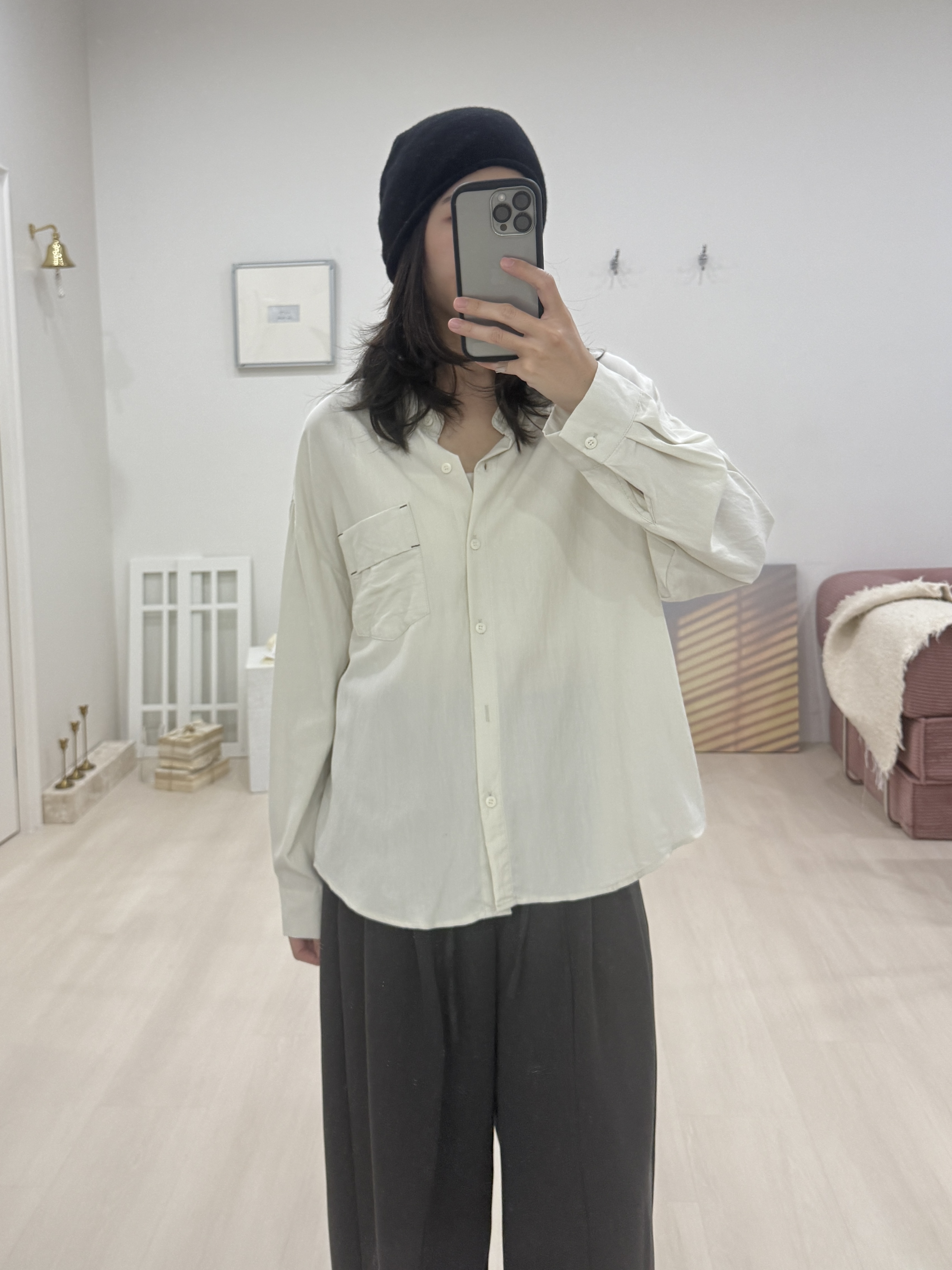 造型單口袋襯衫附批肩*2色