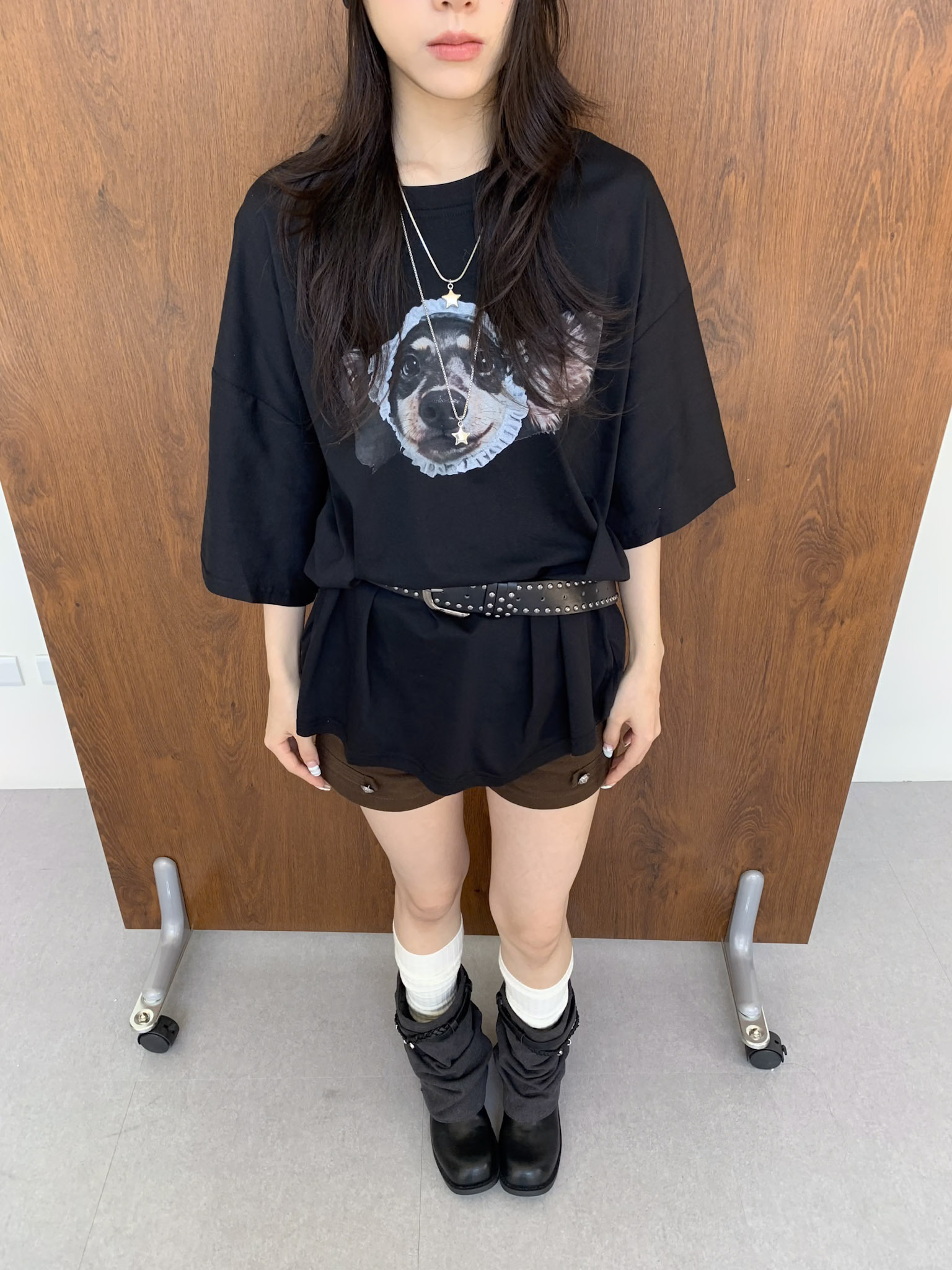 ISA_baby dog 蕾絲小狗oversized大TEE_66039