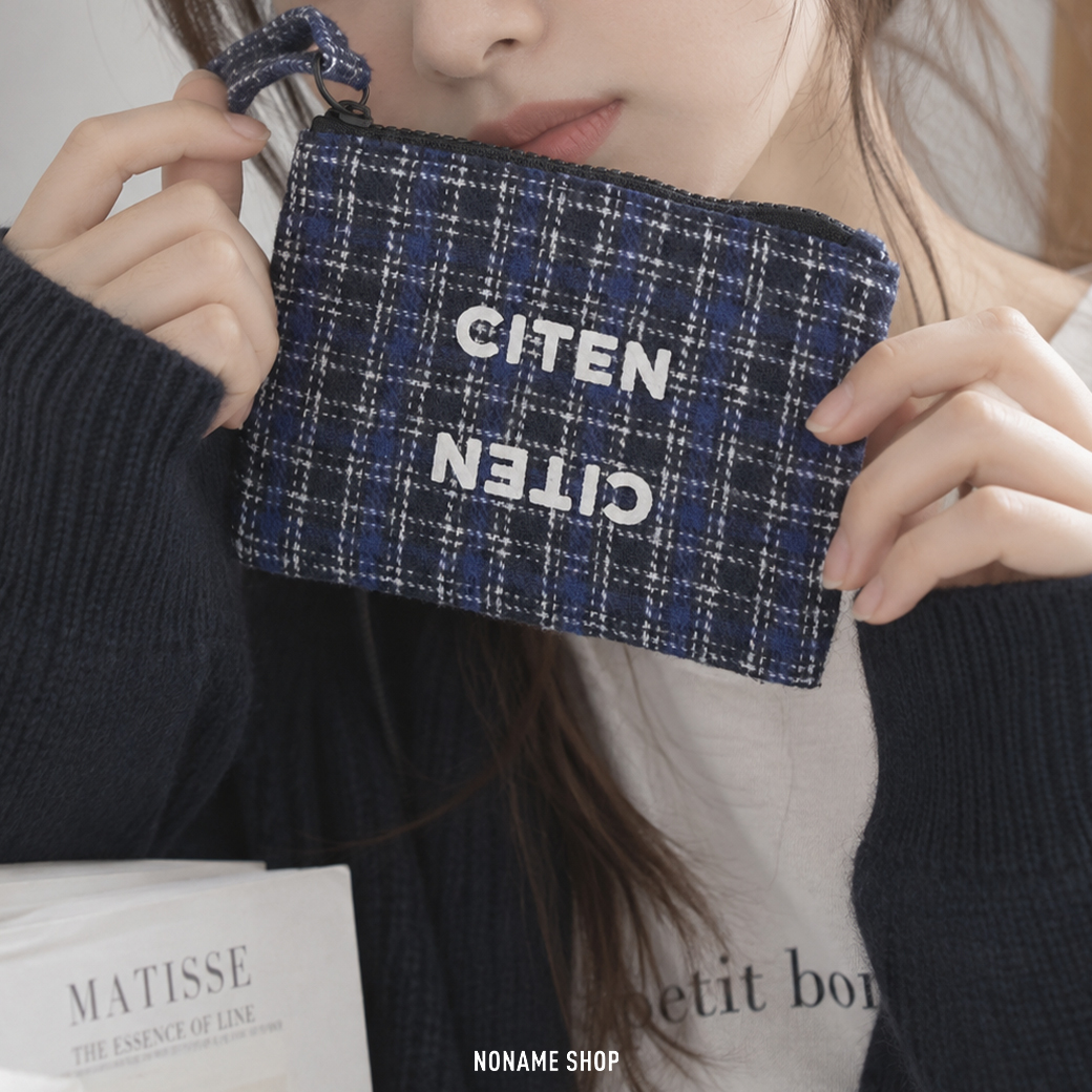 CITEN 日本限定 秋冬 復古 格紋 立體LOGO 零錢包 收納包 三色