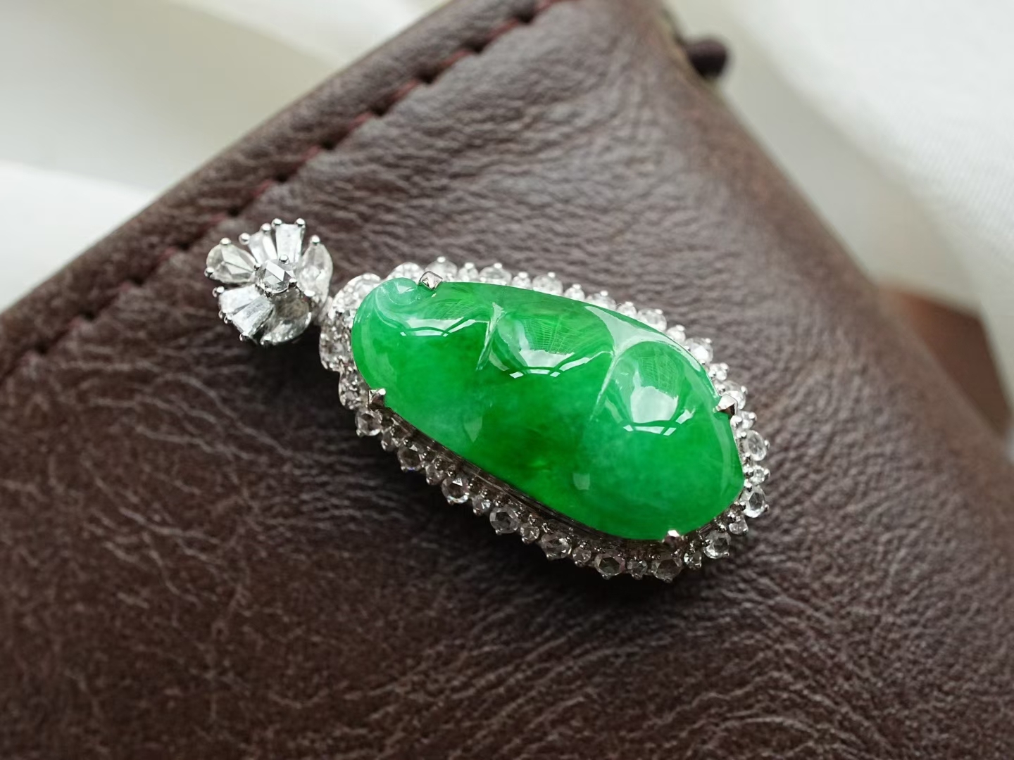 翡翠福豆吊墜,天然翡翠A玉, 緬甸玉, Jade, Jadeite