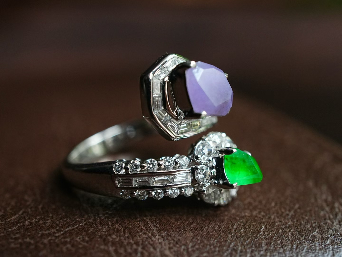 翡翠組合撞色戒指,天然翡翠A玉, 緬甸玉, Jade, Jadeite