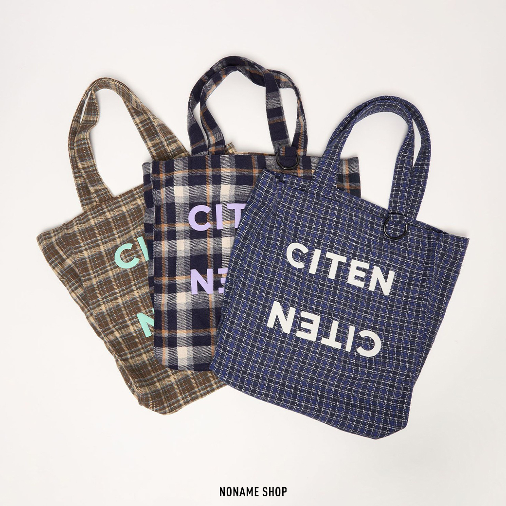 CITEN 日本限定 秋冬 復古 格紋 立體LOGO 托特包 肩背包 三色
