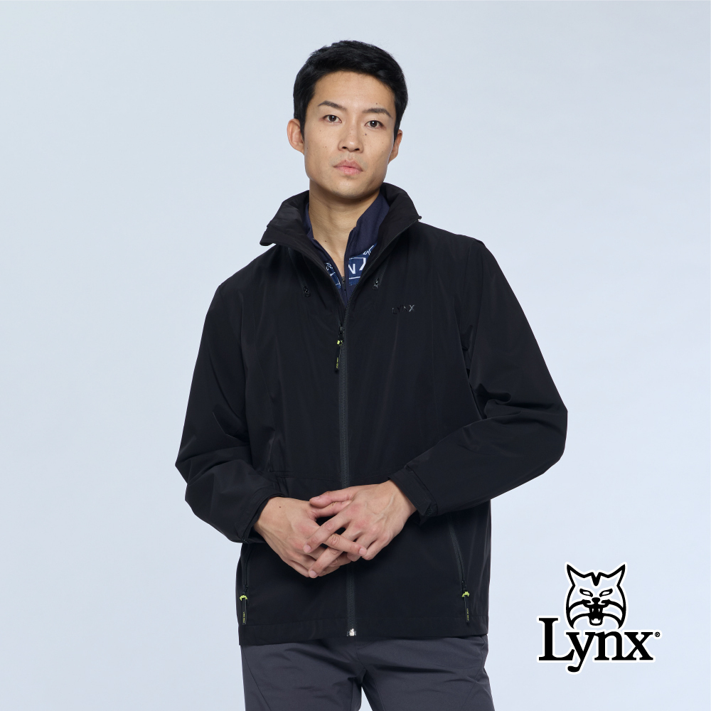 【Lynx Golf】男款超柔蛋白背貼立領拉鍊長袖外套