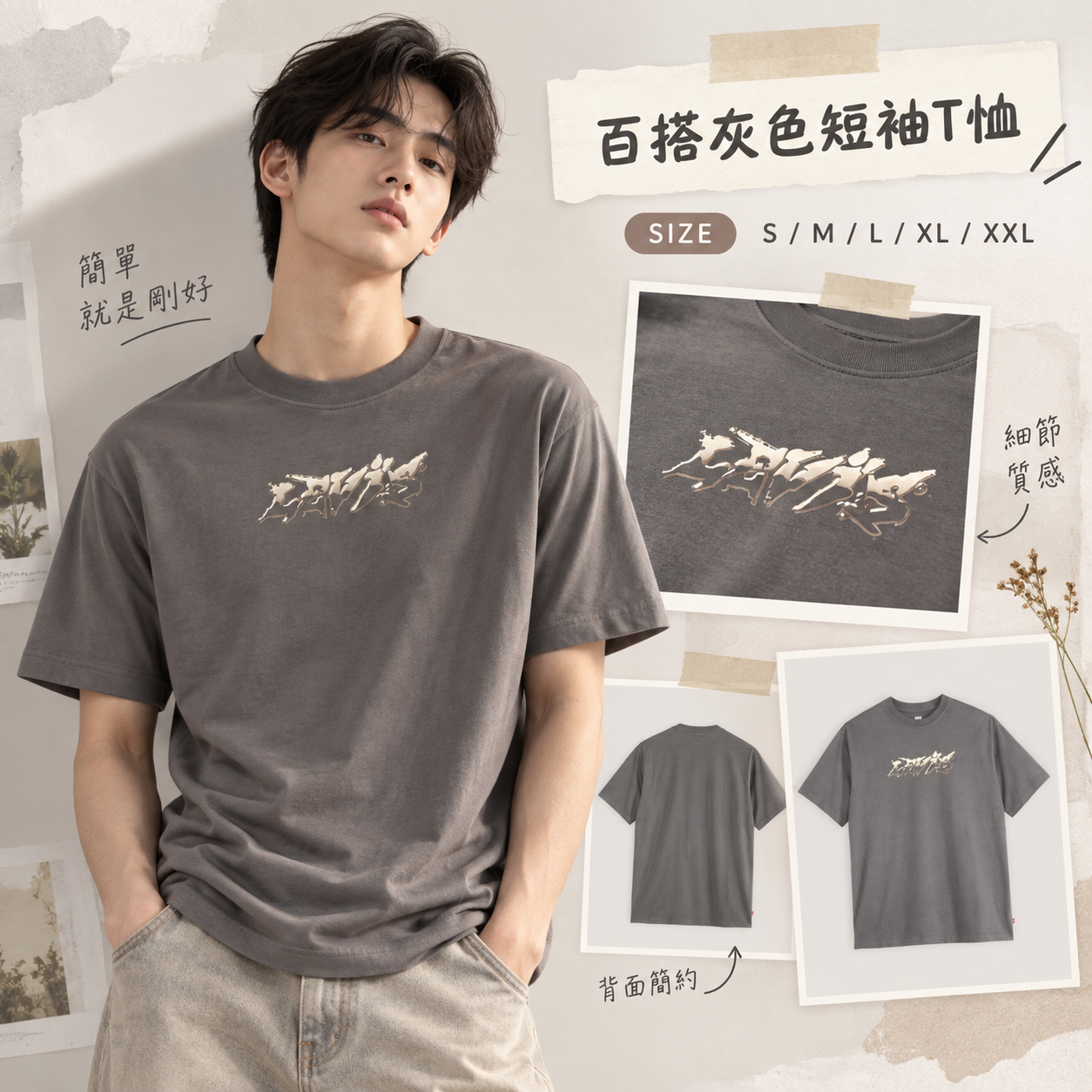 【預購】LEVIS N092357 男裝短袖上衣 (灰色)