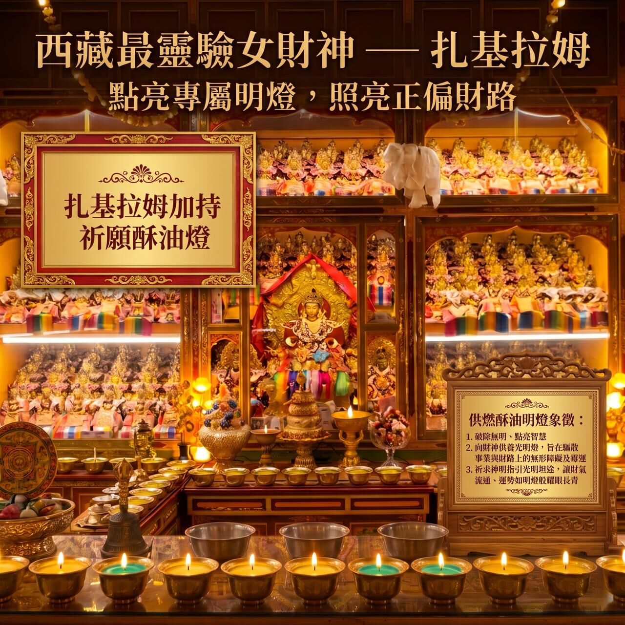 【西藏最靈驗財神】扎基拉姆・招財明燈及圓滿供養代辦服務