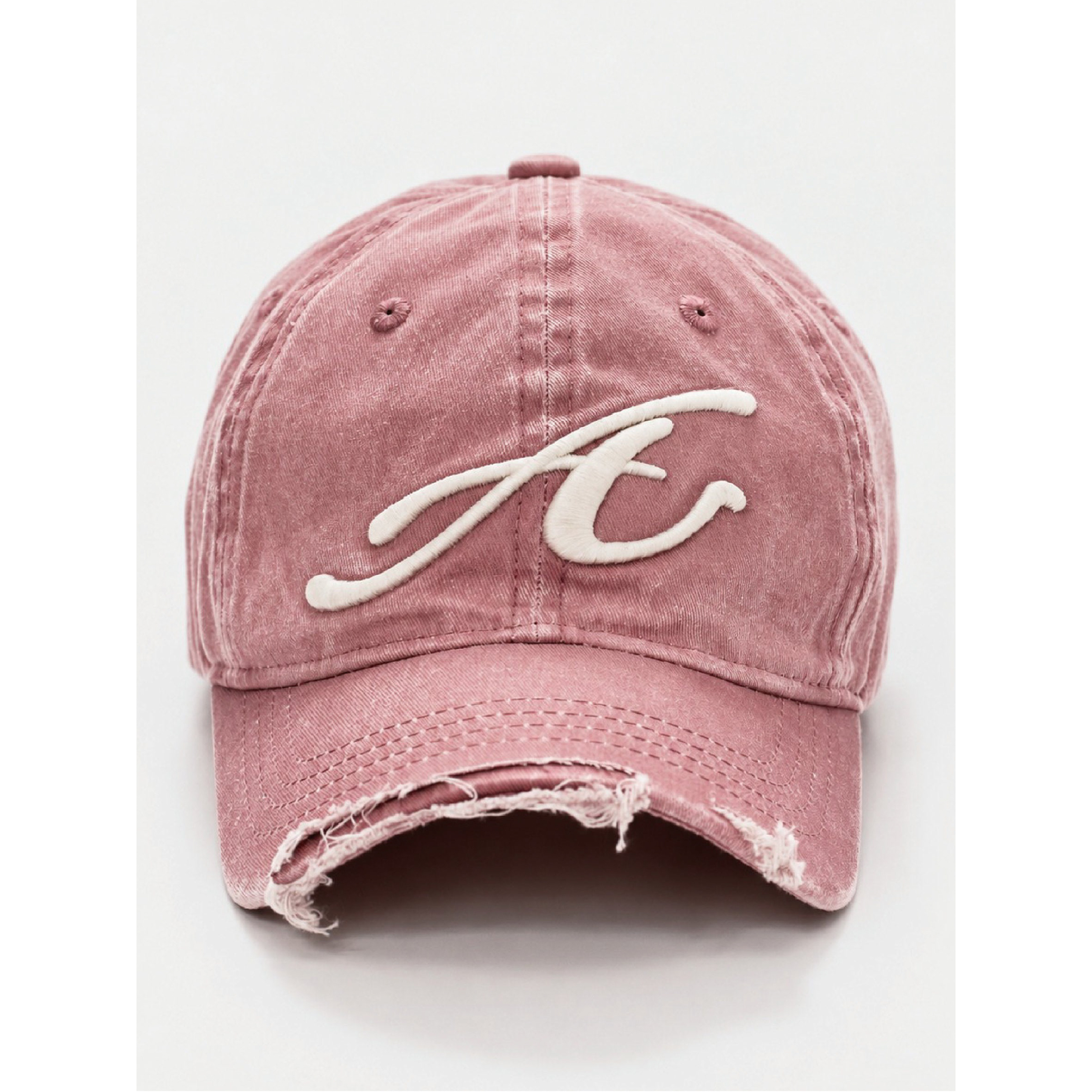 ANOWHEREMAN Raw Edge Baseball Cap - Washed Pink
