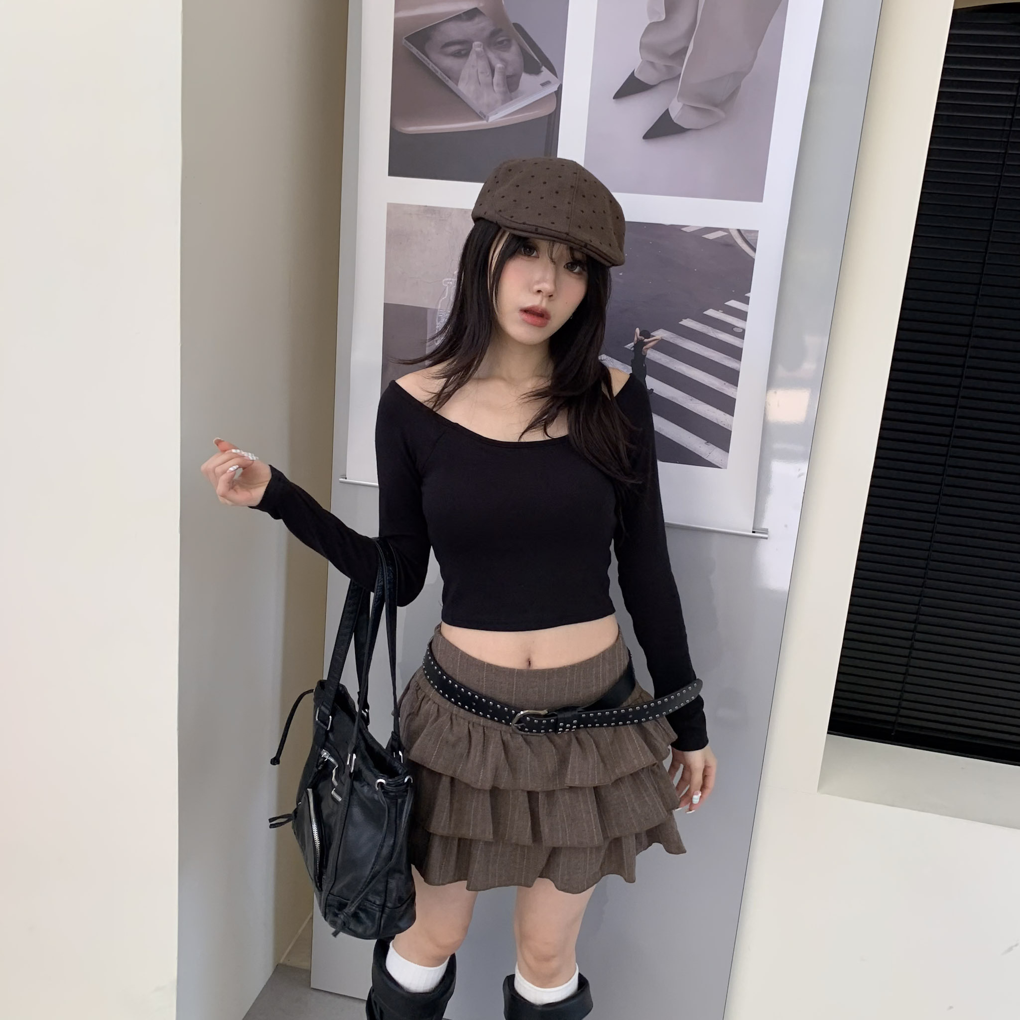 ISA_持續愛上波點! 微毛呢後壓扣小偷帽_68043