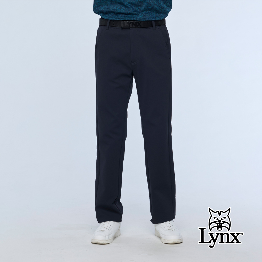 【Lynx Golf】男款彈性修身平口長褲