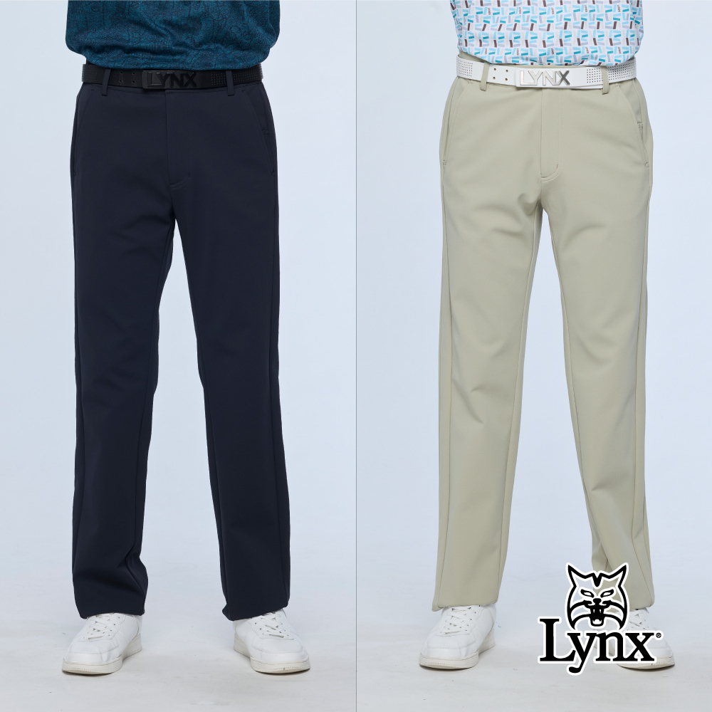 【Lynx Golf】男款彈性修身平口長褲