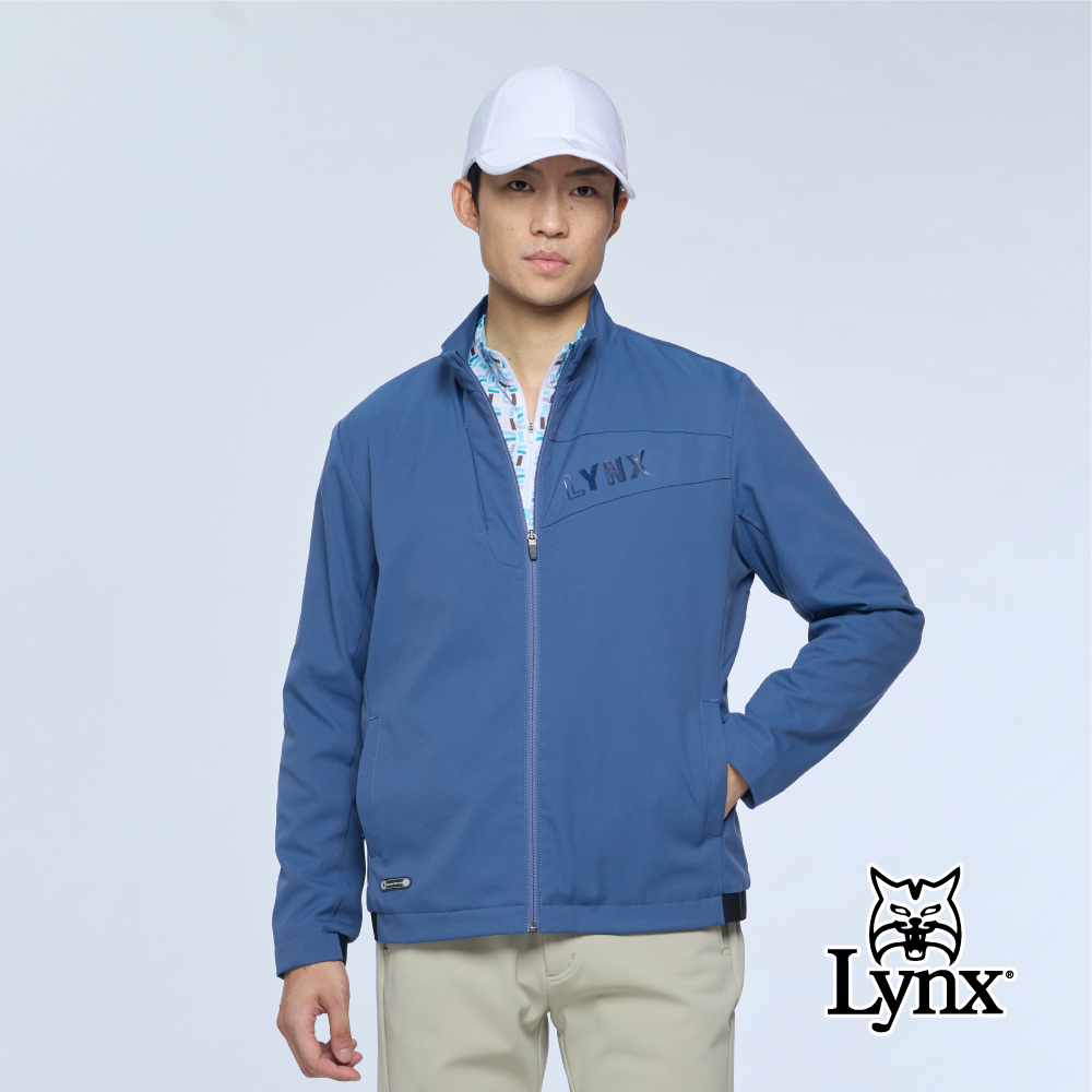 【Lynx Golf】男款Sorona彈性紗刷毛裡立領拉鍊長袖外套