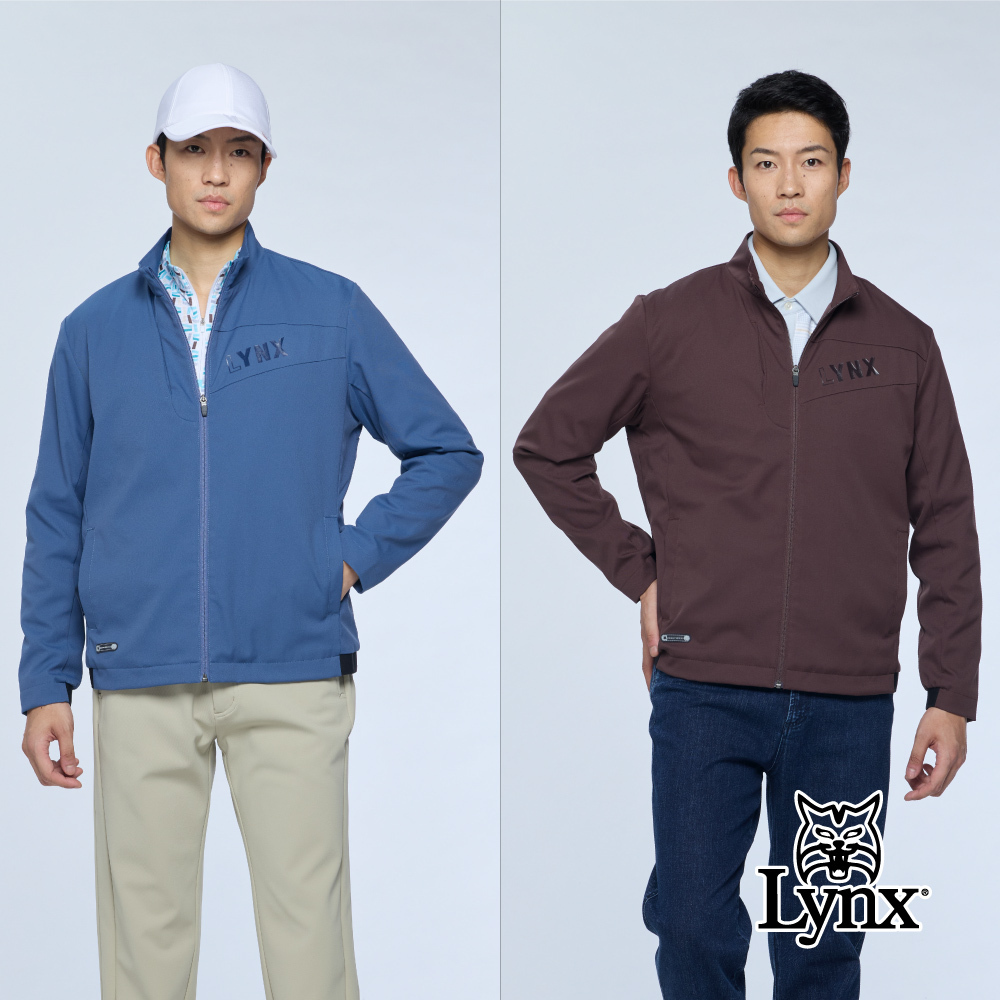 【Lynx Golf】男款Sorona彈性紗刷毛裡立領拉鍊長袖外套
