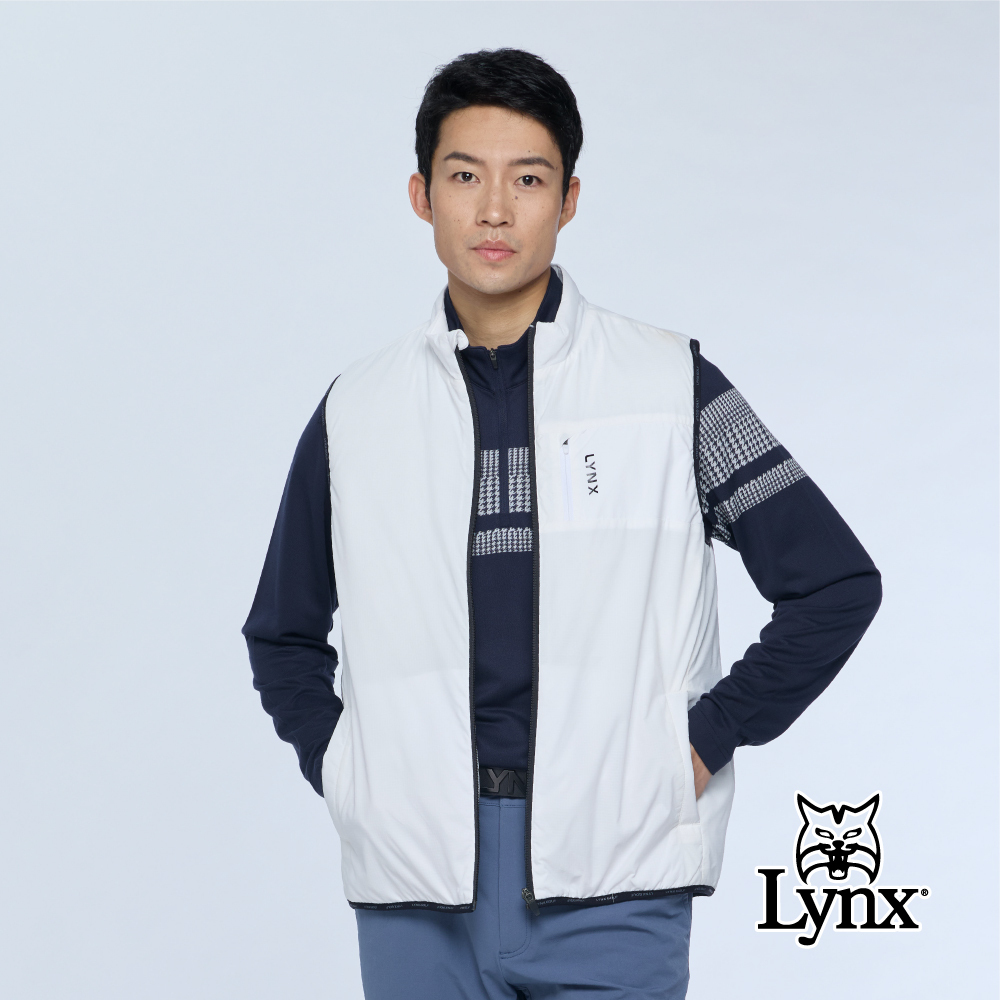 【Lynx Golf】男款鋪棉立領拉鍊背心