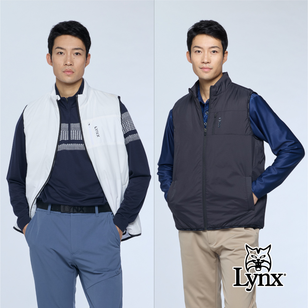 【Lynx Golf】男款鋪棉立領拉鍊背心