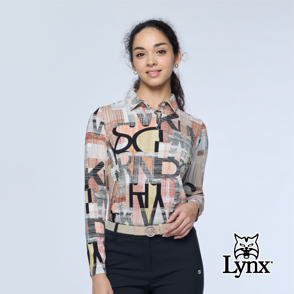 【Lynx Golf】女款歐洲進口印花下擺開衩上衣