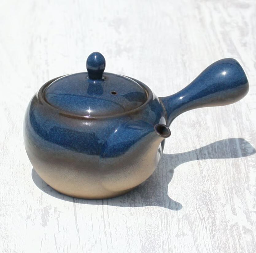 日本製 茶壺 常滑燒 燒締青釉 急須