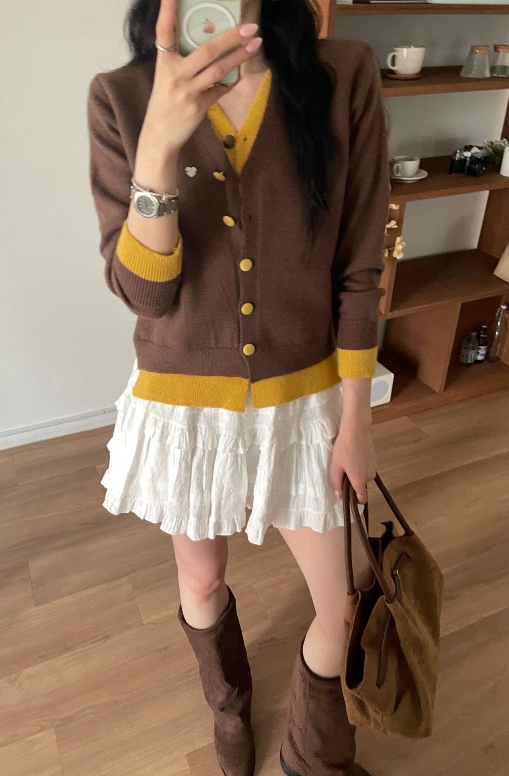 雙色小愛心針織外套