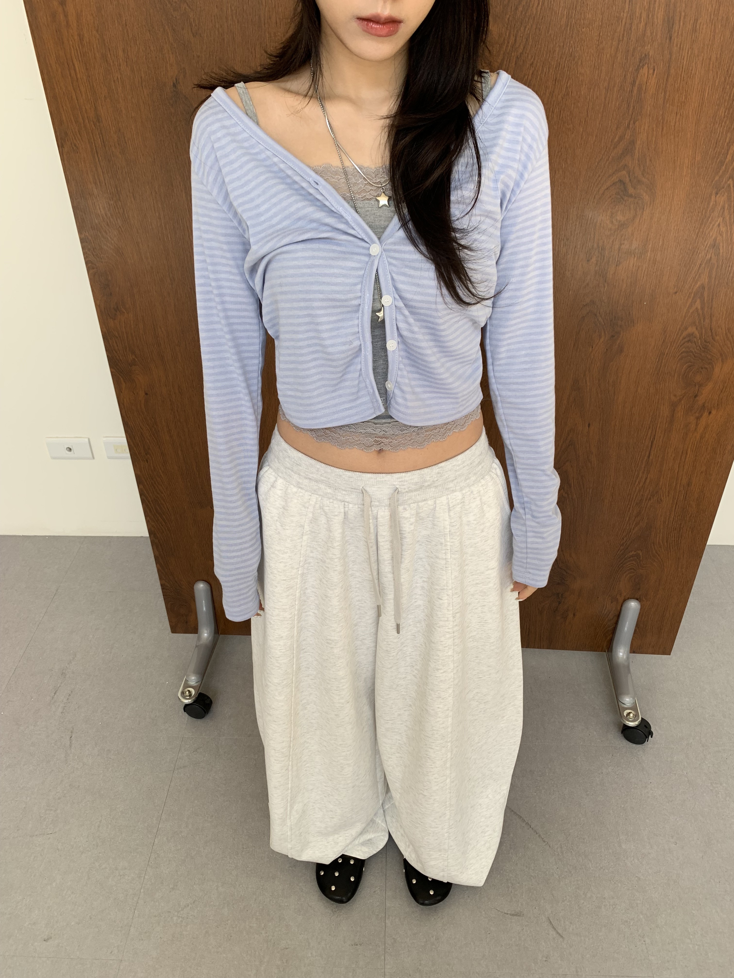ISA_Out of Normal 條紋排釦側抓皺小外套_69004