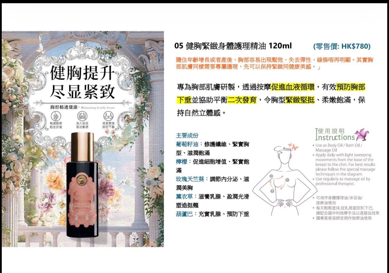 英國silllk健胸緊致身體護理精油120ml~201K