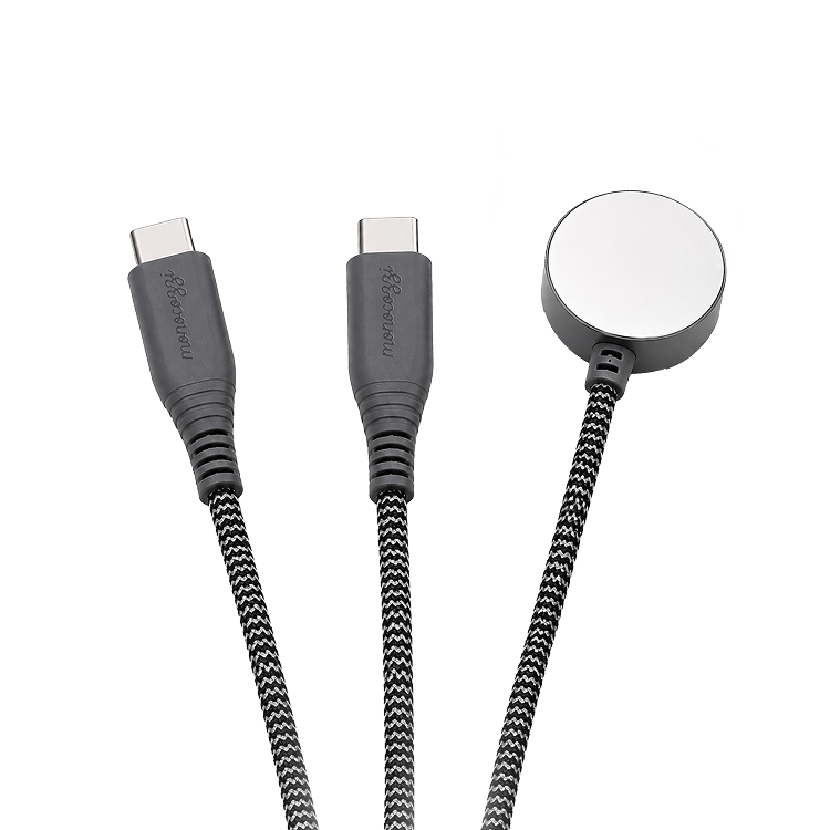 VOLTIQUE | 3 in 1 USB-C 140W  Fast Charging Cable with Apple Watch Charger 120cm