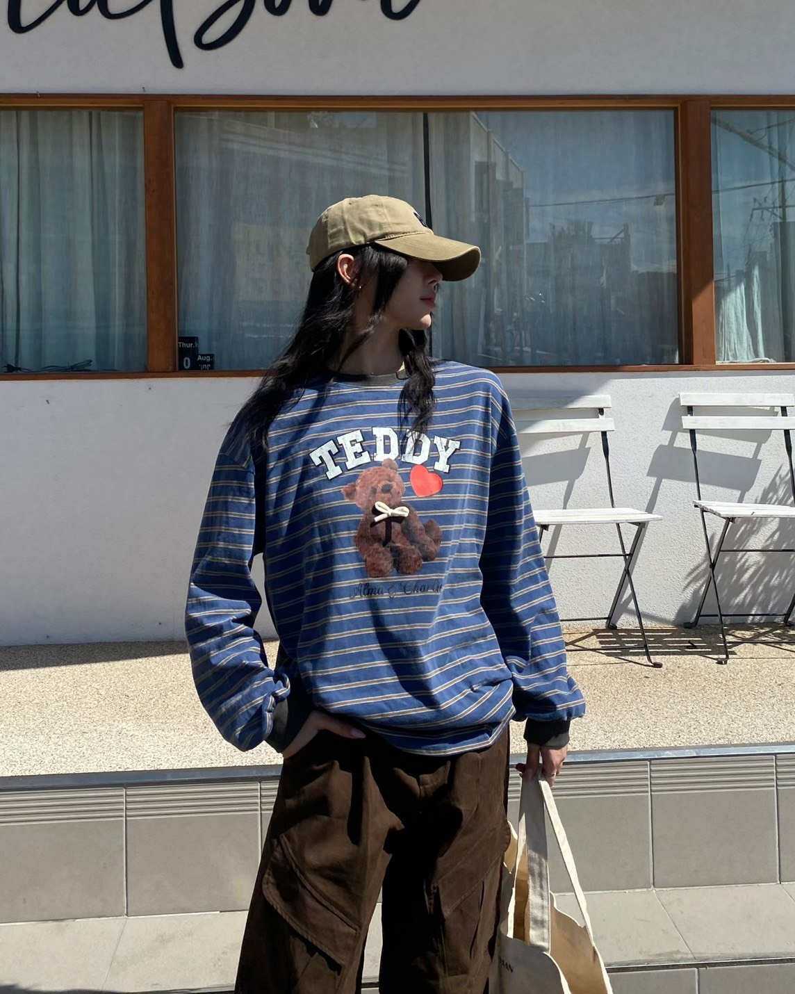 泰迪熊條紋T