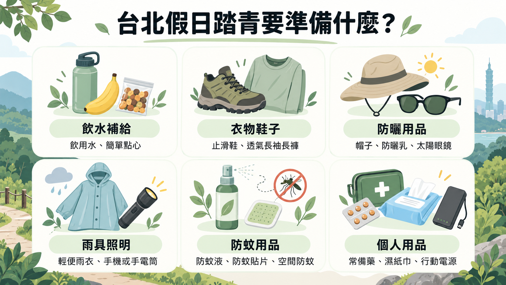 台北假日踏青要準備什麼?6大核心裝備與物資清單