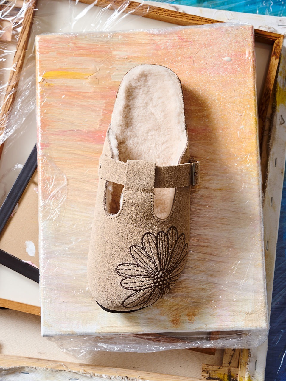 Mardi Mercredi FUR SUEDE CLASSIQUE T-STRAP MULE