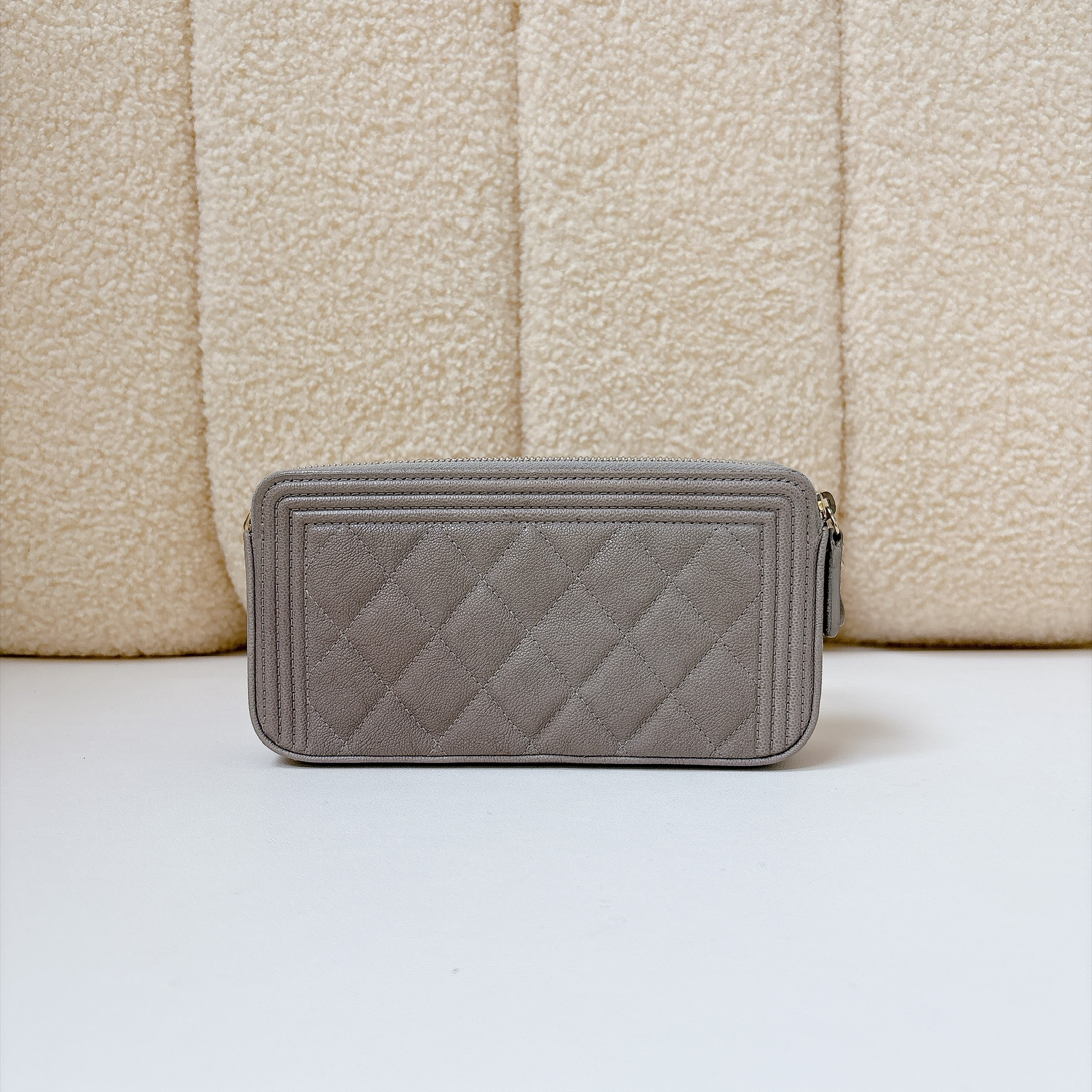Boy Chanel Double Zip Clutch with Chain - Grey / GHW