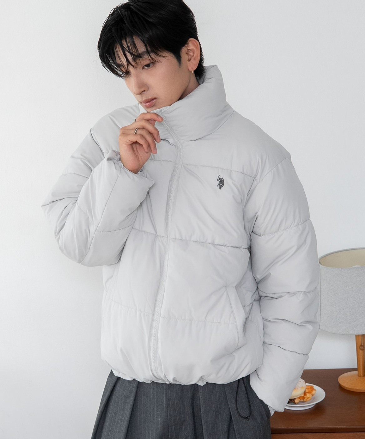 日本 U.S. POLO ASSN. x WEGO 經典 刺繡 Logo 立領 抽繩 鋪棉外套 三色