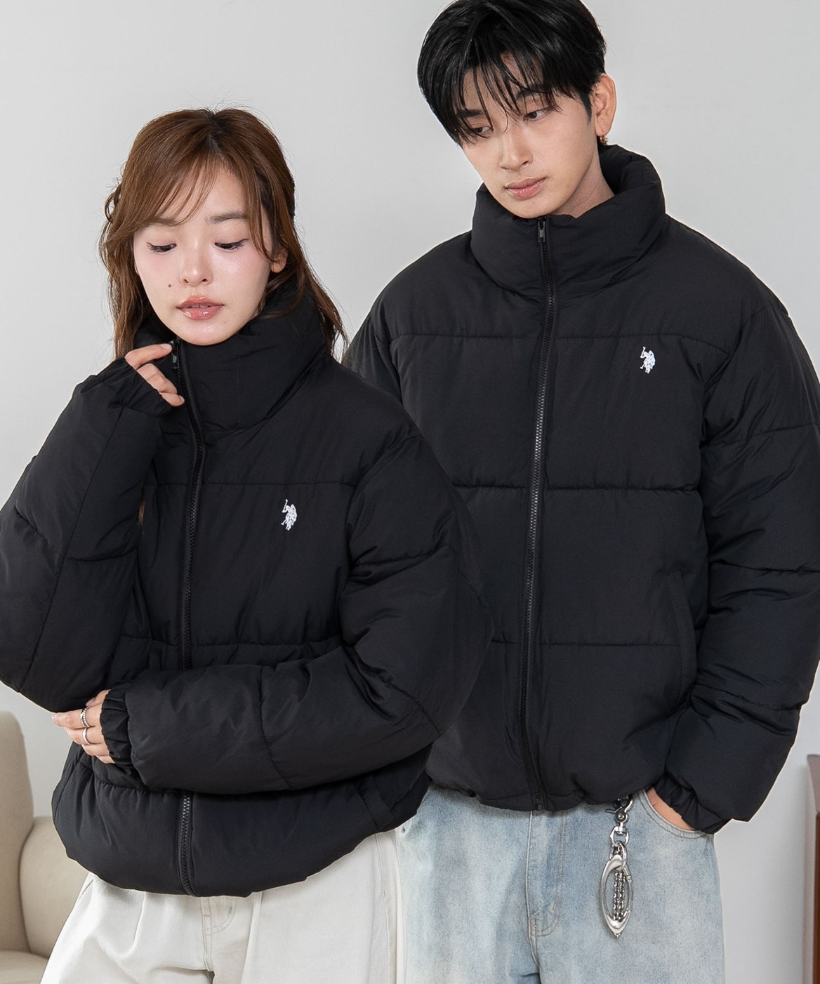 日本 U.S. POLO ASSN. x WEGO 經典 刺繡 Logo 立領 抽繩 鋪棉外套 三色